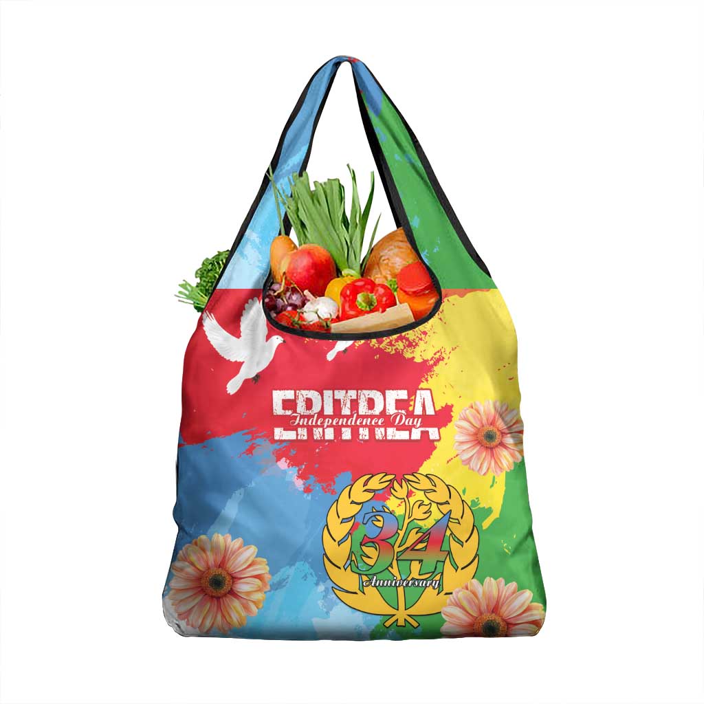 Personalised Eritrea Independence Day Grocery Bag Grunge Style