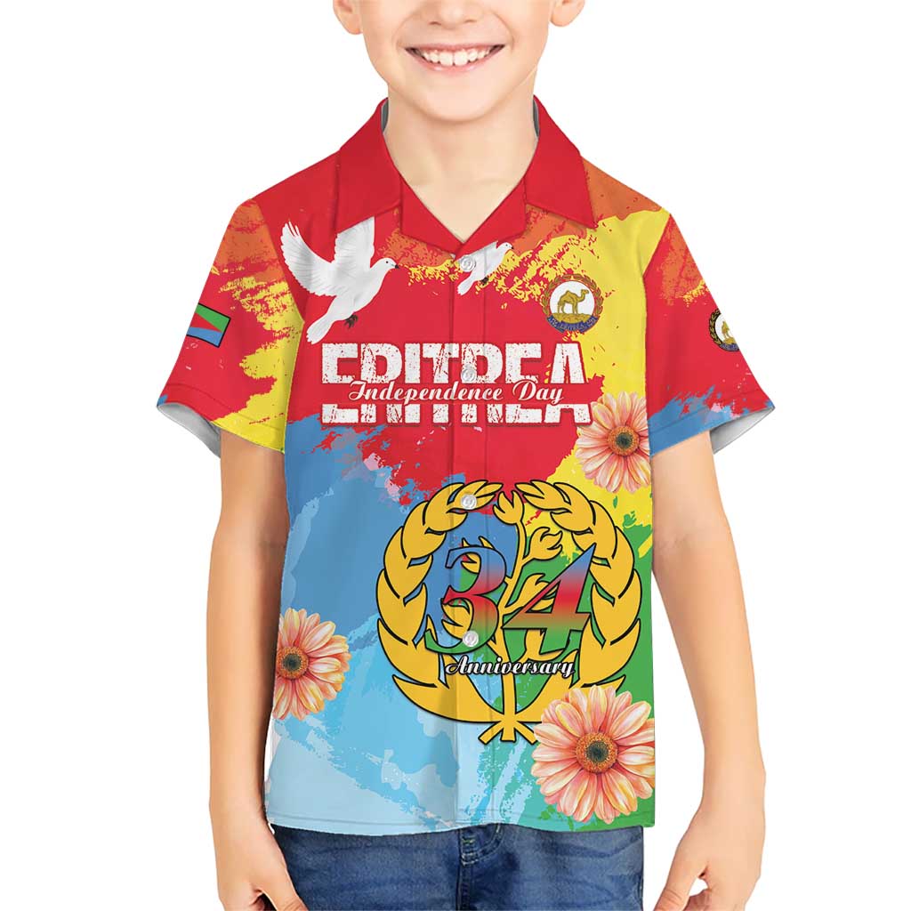 Personalised Eritrea Independence Day Kid Hawaiian Shirt Grunge Style