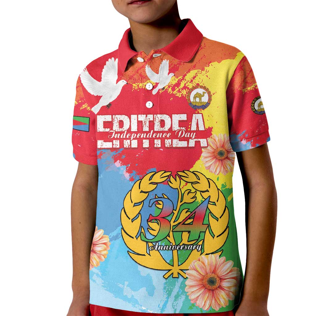 Personalised Eritrea Independence Day Kid Polo Shirt Grunge Style