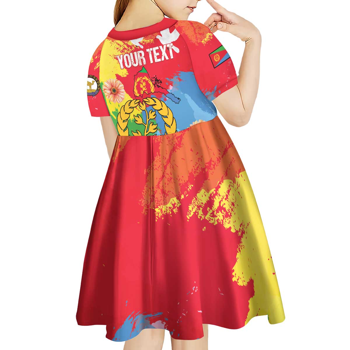 Personalised Eritrea Independence Day Kid Short Sleeve Dress Grunge Style