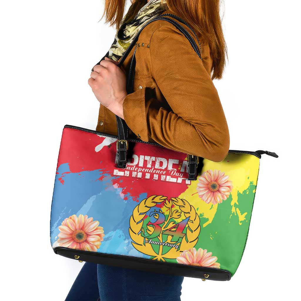 Personalised Eritrea Independence Day Leather Tote Bag Grunge Style