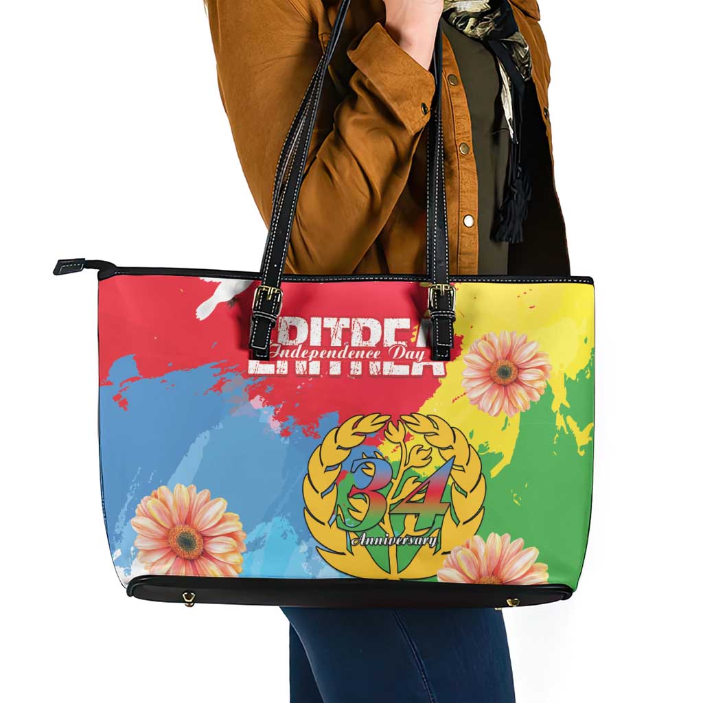 Personalised Eritrea Independence Day Leather Tote Bag Grunge Style
