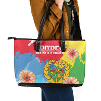 Personalised Eritrea Independence Day Leather Tote Bag Grunge Style