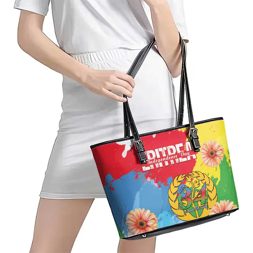 Personalised Eritrea Independence Day Leather Tote Bag Grunge Style