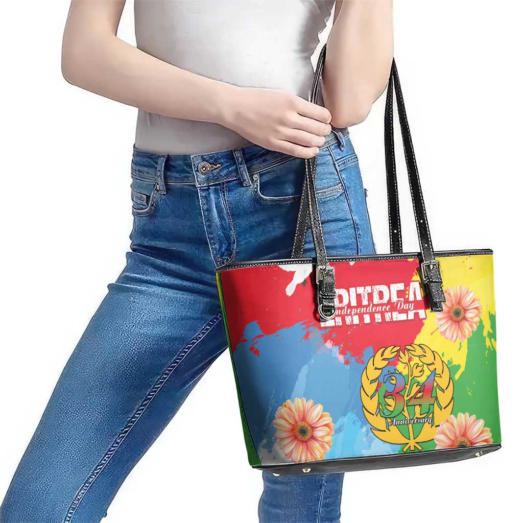 Personalised Eritrea Independence Day Leather Tote Bag Grunge Style