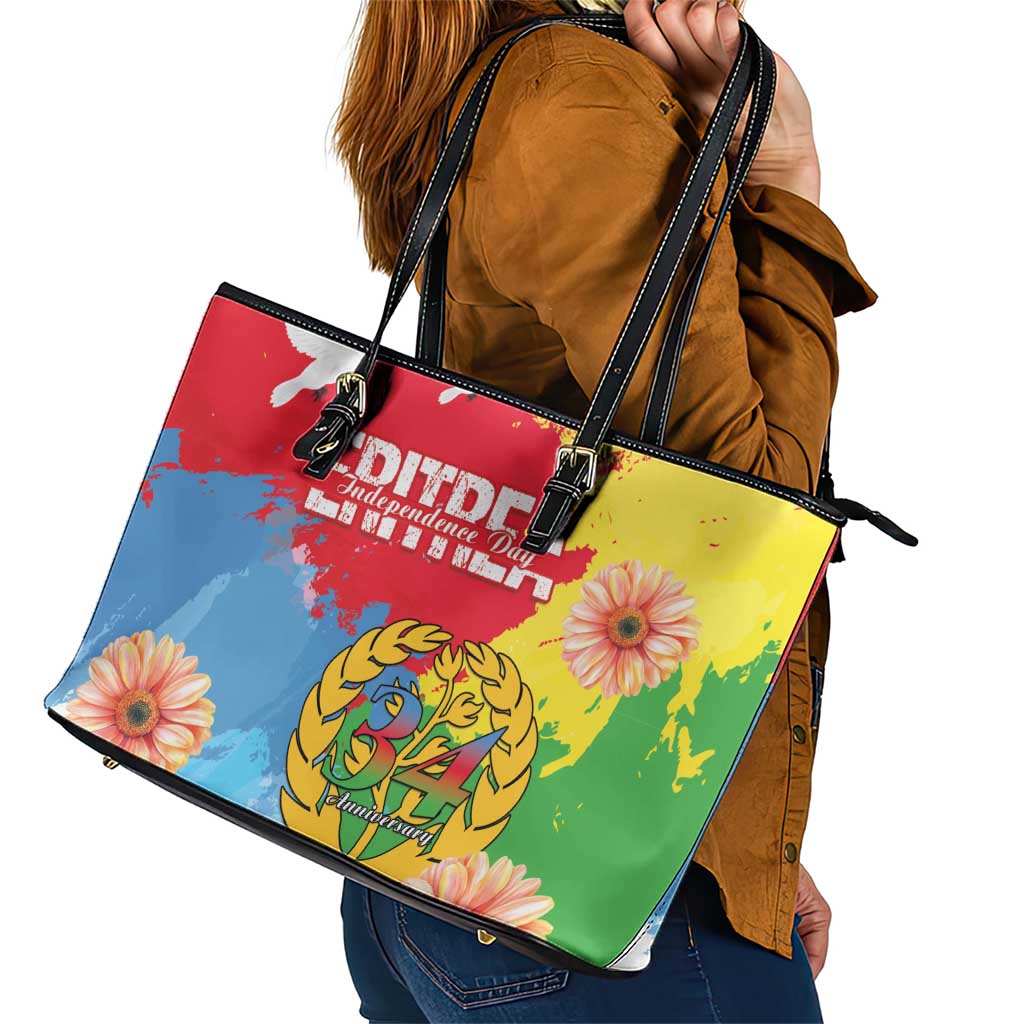 Personalised Eritrea Independence Day Leather Tote Bag Grunge Style