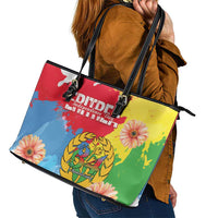 Personalised Eritrea Independence Day Leather Tote Bag Grunge Style