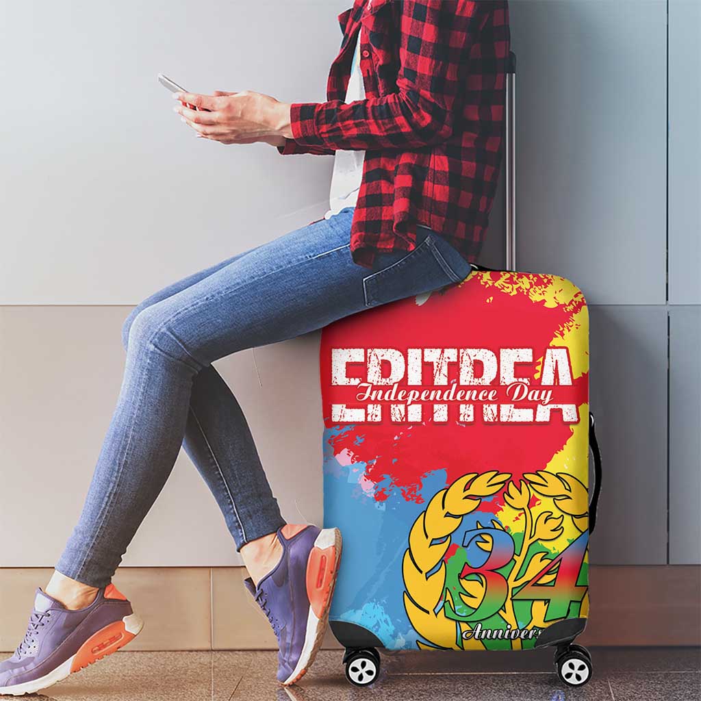 Personalised Eritrea Independence Day Luggage Cover Grunge Style