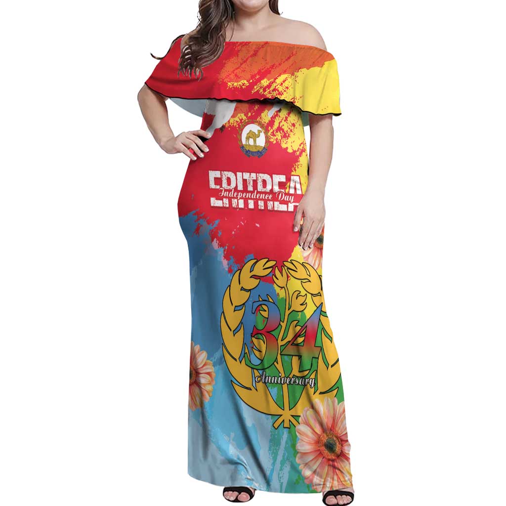 Personalised Eritrea Independence Day Off Shoulder Maxi Dress Grunge Style