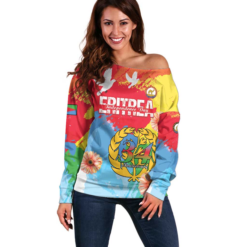 Personalised Eritrea Independence Day Off Shoulder Sweater Grunge Style