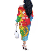 Personalised Eritrea Independence Day Off The Shoulder Long Sleeve Dress Grunge Style