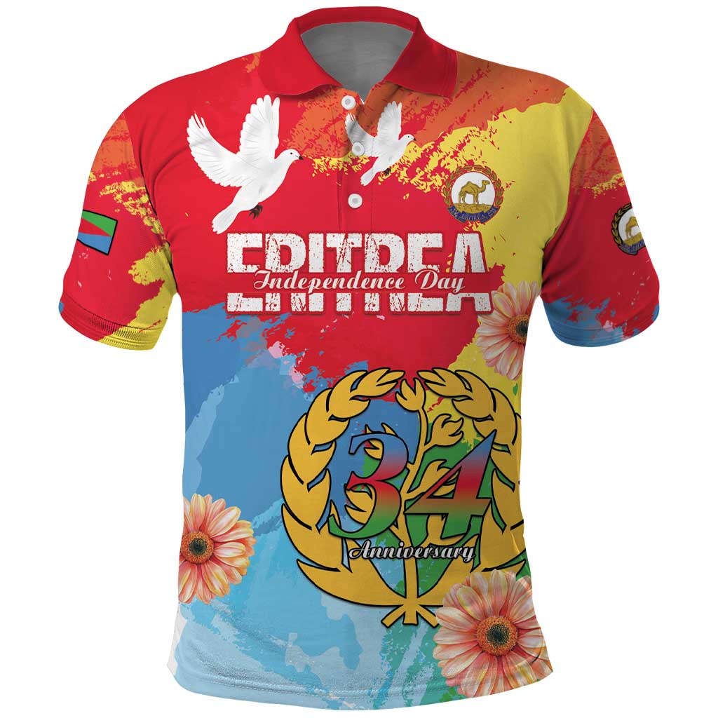 Personalised Eritrea Independence Day Polo Shirt Grunge Style