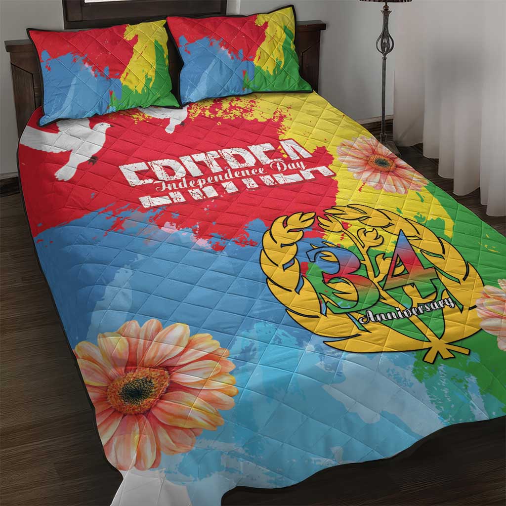 Personalised Eritrea Independence Day Quilt Bed Set Grunge Style