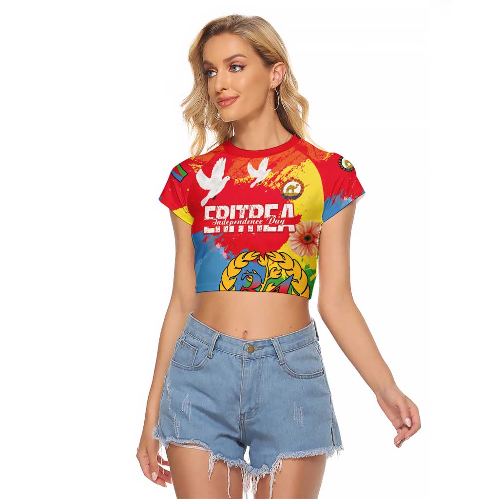 Personalised Eritrea Independence Day Raglan Cropped T Shirt Grunge Style