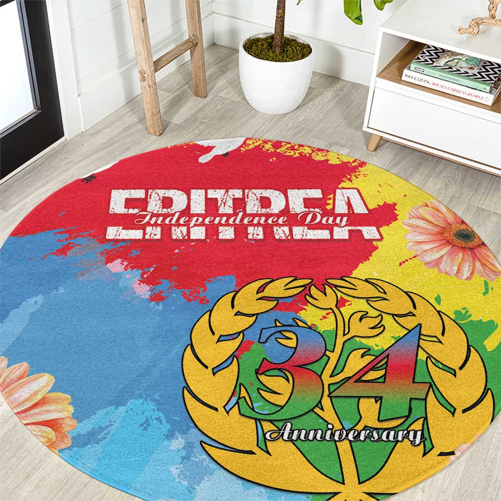 Personalised Eritrea Independence Day Round Carpet Grunge Style
