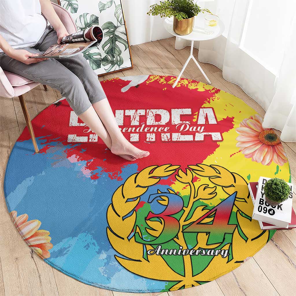 Personalised Eritrea Independence Day Round Carpet Grunge Style