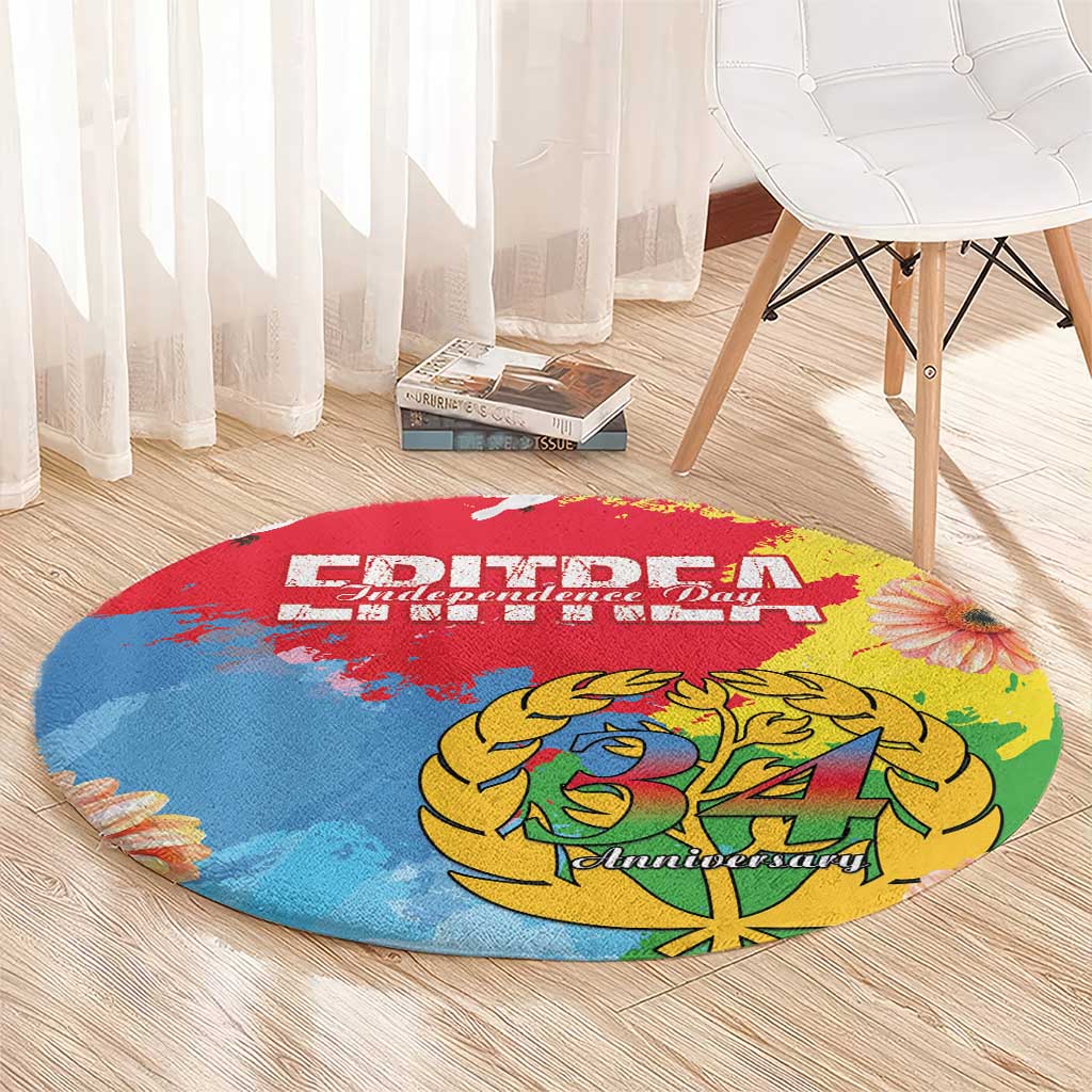 Personalised Eritrea Independence Day Round Carpet Grunge Style