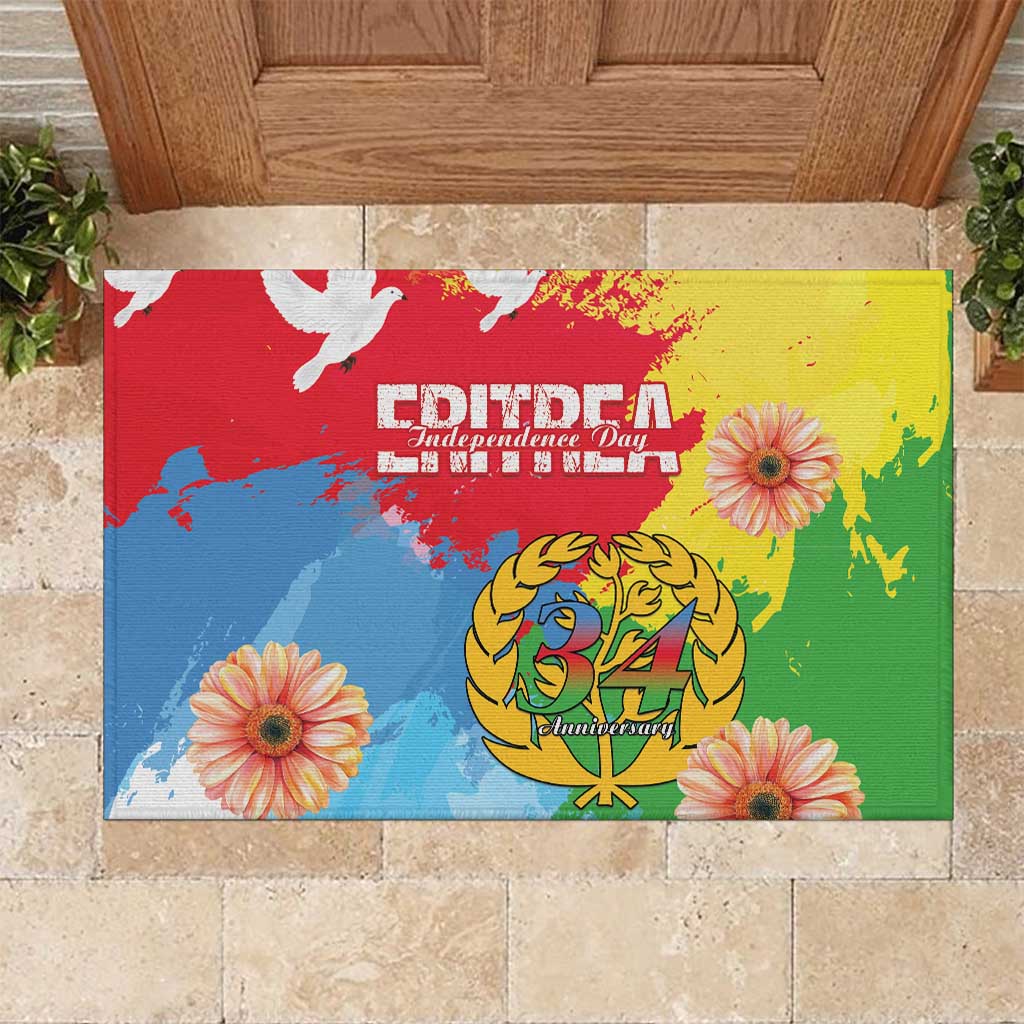 Personalised Eritrea Independence Day Rubber Doormat Grunge Style