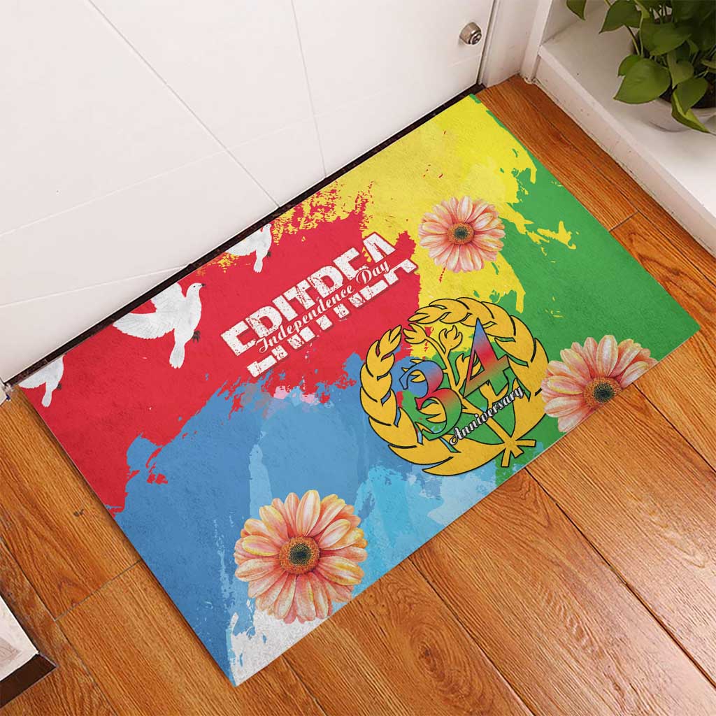 Personalised Eritrea Independence Day Rubber Doormat Grunge Style