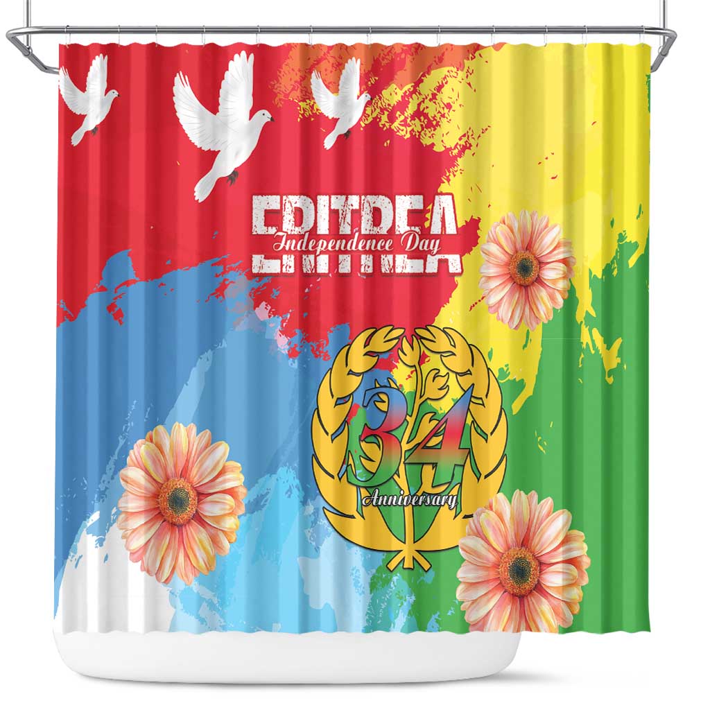 Personalised Eritrea Independence Day Shower Curtain Grunge Style