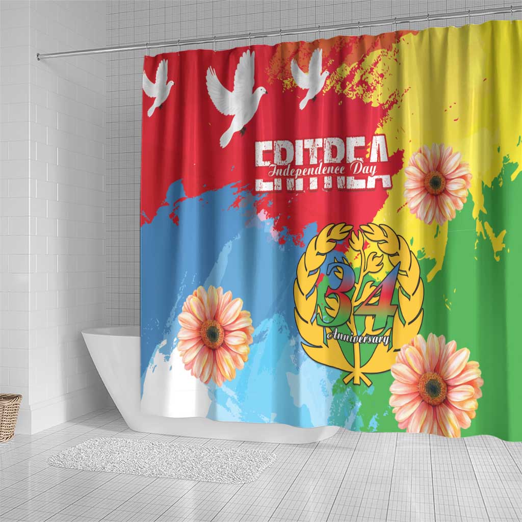 Personalised Eritrea Independence Day Shower Curtain Grunge Style