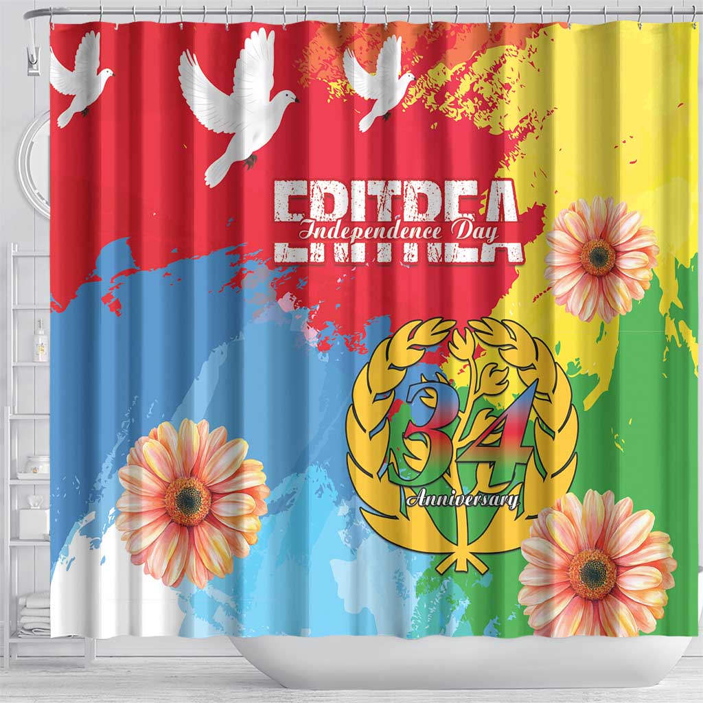 Personalised Eritrea Independence Day Shower Curtain Grunge Style