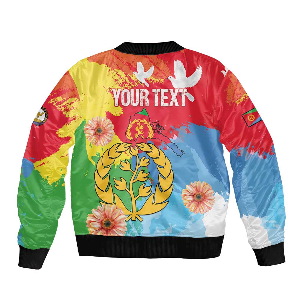 Personalised Eritrea Independence Day Sleeve Zip Bomber Jacket Grunge Style
