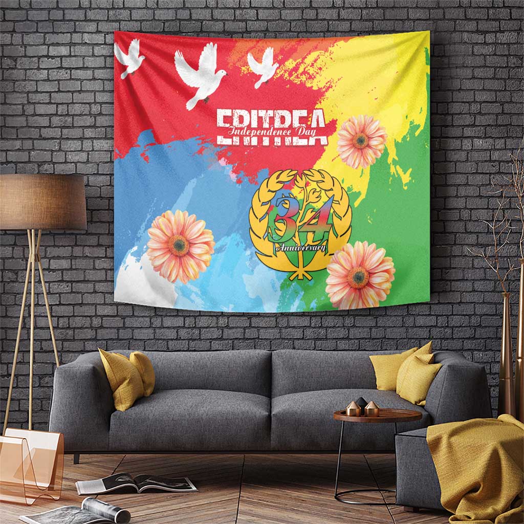 Personalised Eritrea Independence Day Tapestry Grunge Style