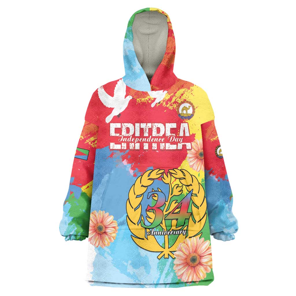 Personalised Eritrea Independence Day Wearable Blanket Hoodie Grunge Style