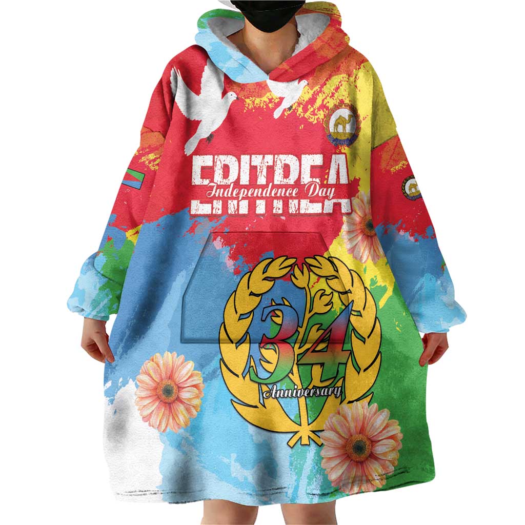 Personalised Eritrea Independence Day Wearable Blanket Hoodie Grunge Style