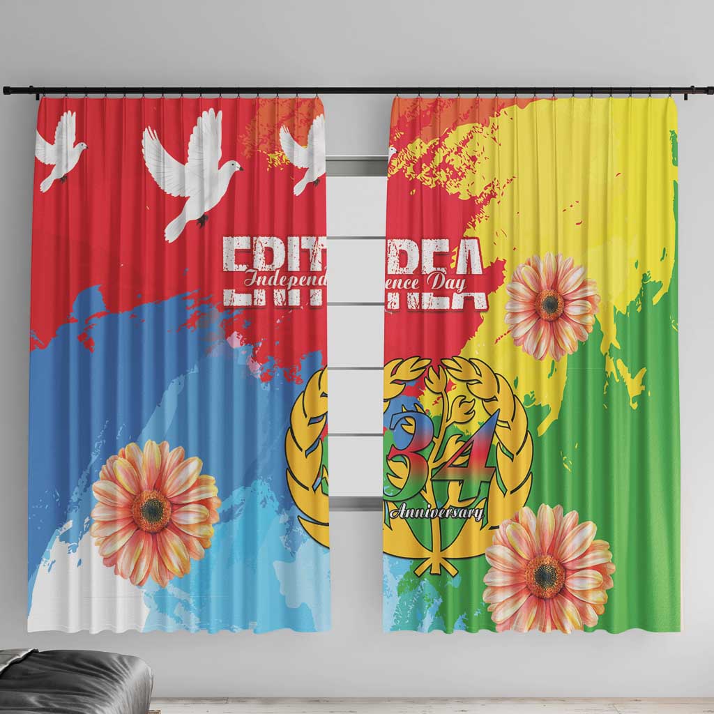 Personalised Eritrea Independence Day Window Curtain Grunge Style