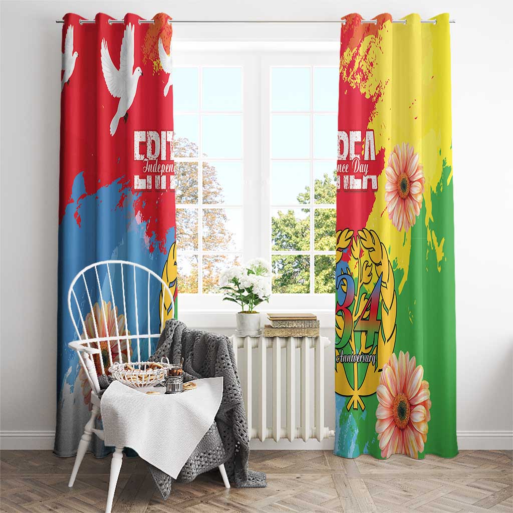 Personalised Eritrea Independence Day Window Curtain Grunge Style