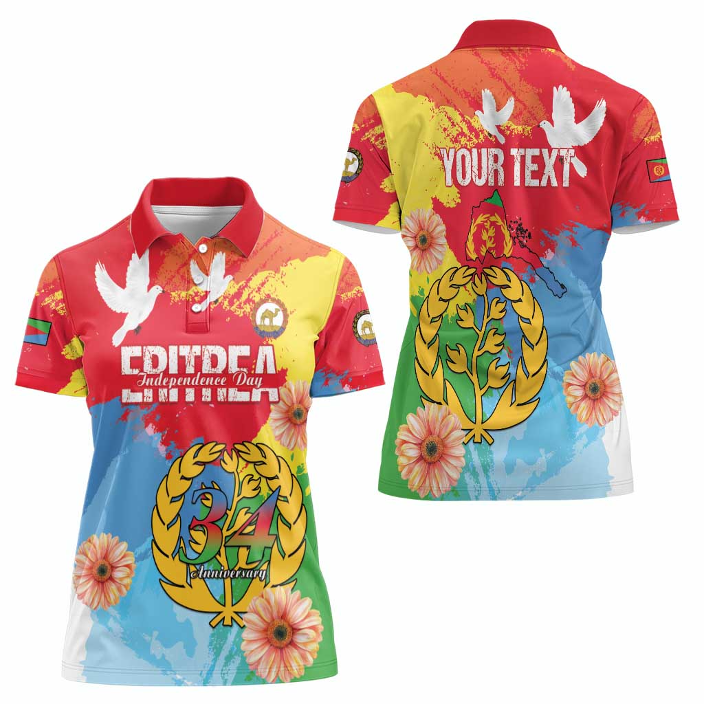 Personalised Eritrea Independence Day Women Polo Shirt Grunge Style