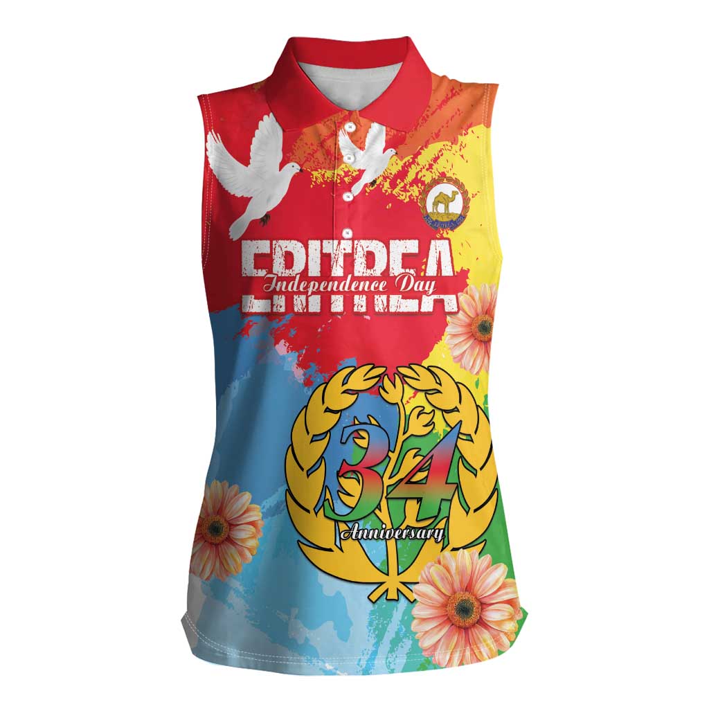 Personalised Eritrea Independence Day Women Sleeveless Polo Shirt Grunge Style