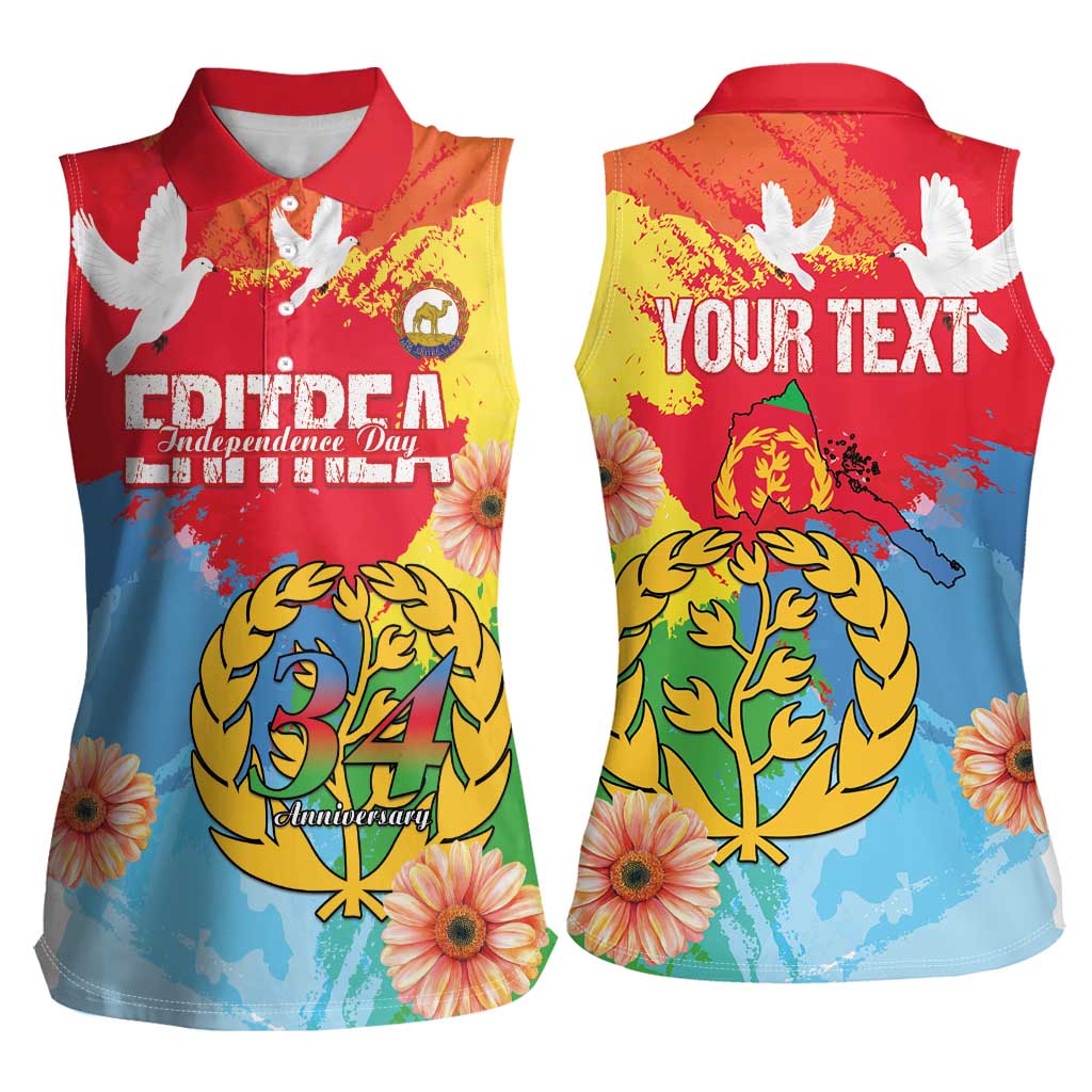 Personalised Eritrea Independence Day Women Sleeveless Polo Shirt Grunge Style