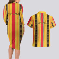 Eritrea Traditional Saho Couples Matching Long Sleeve Bodycon Dress and Hawaiian Shirt Mix Tilet Pattern