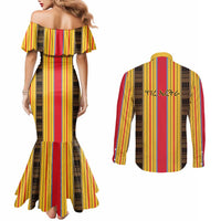 Eritrea Traditional Saho Couples Matching Mermaid Dress and Long Sleeve Button Shirt Mix Tilet Pattern