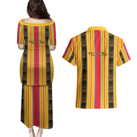 Eritrea Traditional Saho Couples Matching Puletasi and Hawaiian Shirt Mix Tilet Pattern