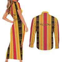 Eritrea Traditional Saho Couples Matching Short Sleeve Bodycon Dress and Long Sleeve Button Shirt Mix Tilet Pattern