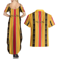 Eritrea Traditional Saho Couples Matching Summer Maxi Dress and Hawaiian Shirt Mix Tilet Pattern