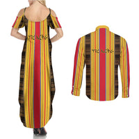 Eritrea Traditional Saho Couples Matching Summer Maxi Dress and Long Sleeve Button Shirt Mix Tilet Pattern