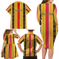 Eritrea Traditional Saho Family Matching Long Sleeve Bodycon Dress and Hawaiian Shirt Mix Tilet Pattern