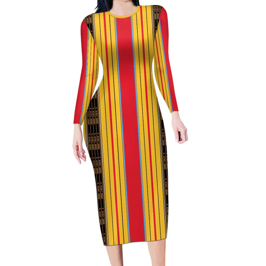 Eritrea Traditional Saho Family Matching Long Sleeve Bodycon Dress and Hawaiian Shirt Mix Tilet Pattern