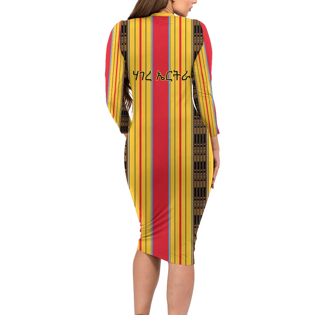 Eritrea Traditional Saho Family Matching Long Sleeve Bodycon Dress and Hawaiian Shirt Mix Tilet Pattern