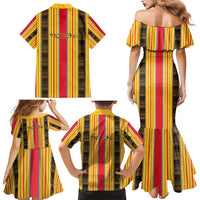 Eritrea Traditional Saho Family Matching Mermaid Dress and Hawaiian Shirt Mix Tilet Pattern