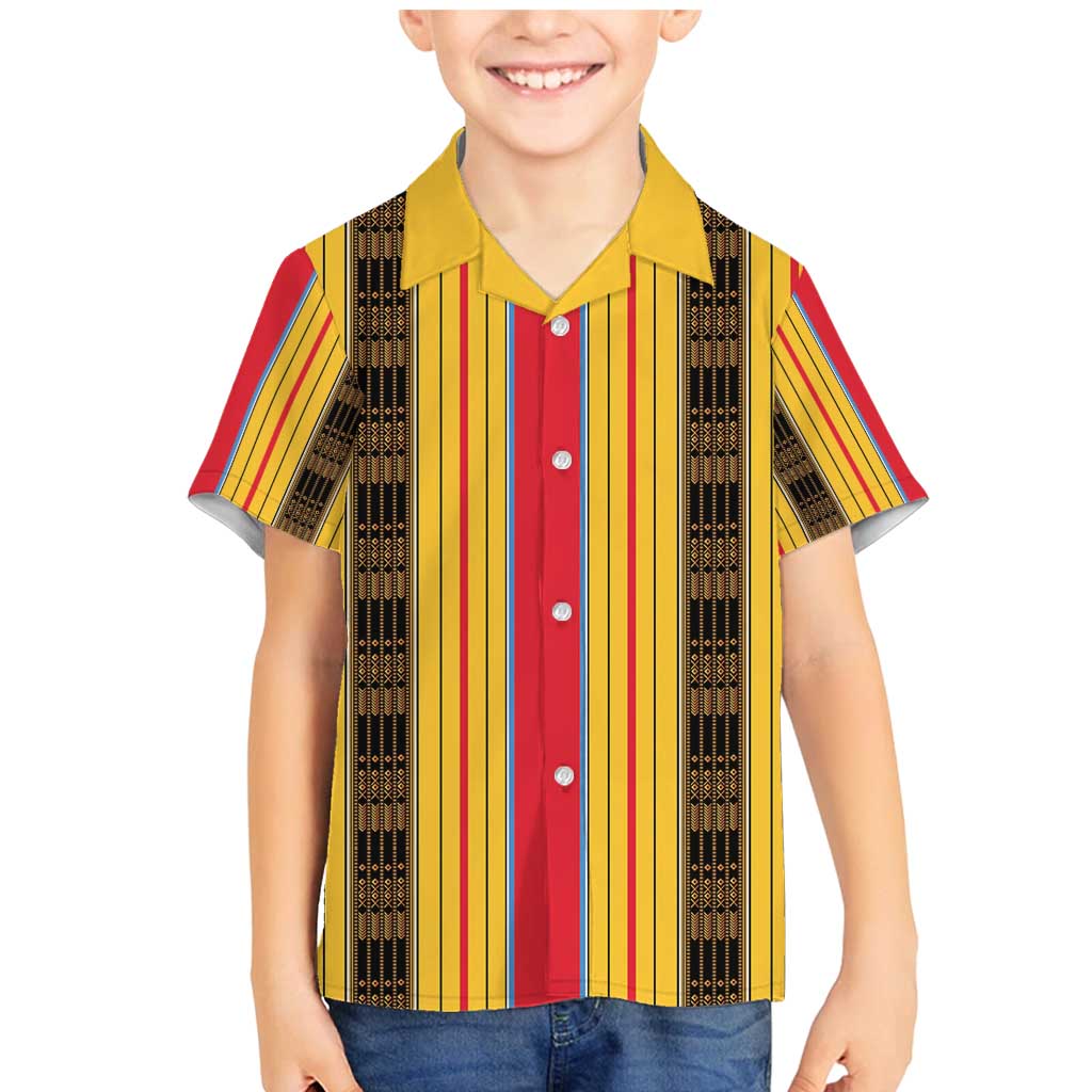Eritrea Traditional Saho Family Matching Mermaid Dress and Hawaiian Shirt Mix Tilet Pattern