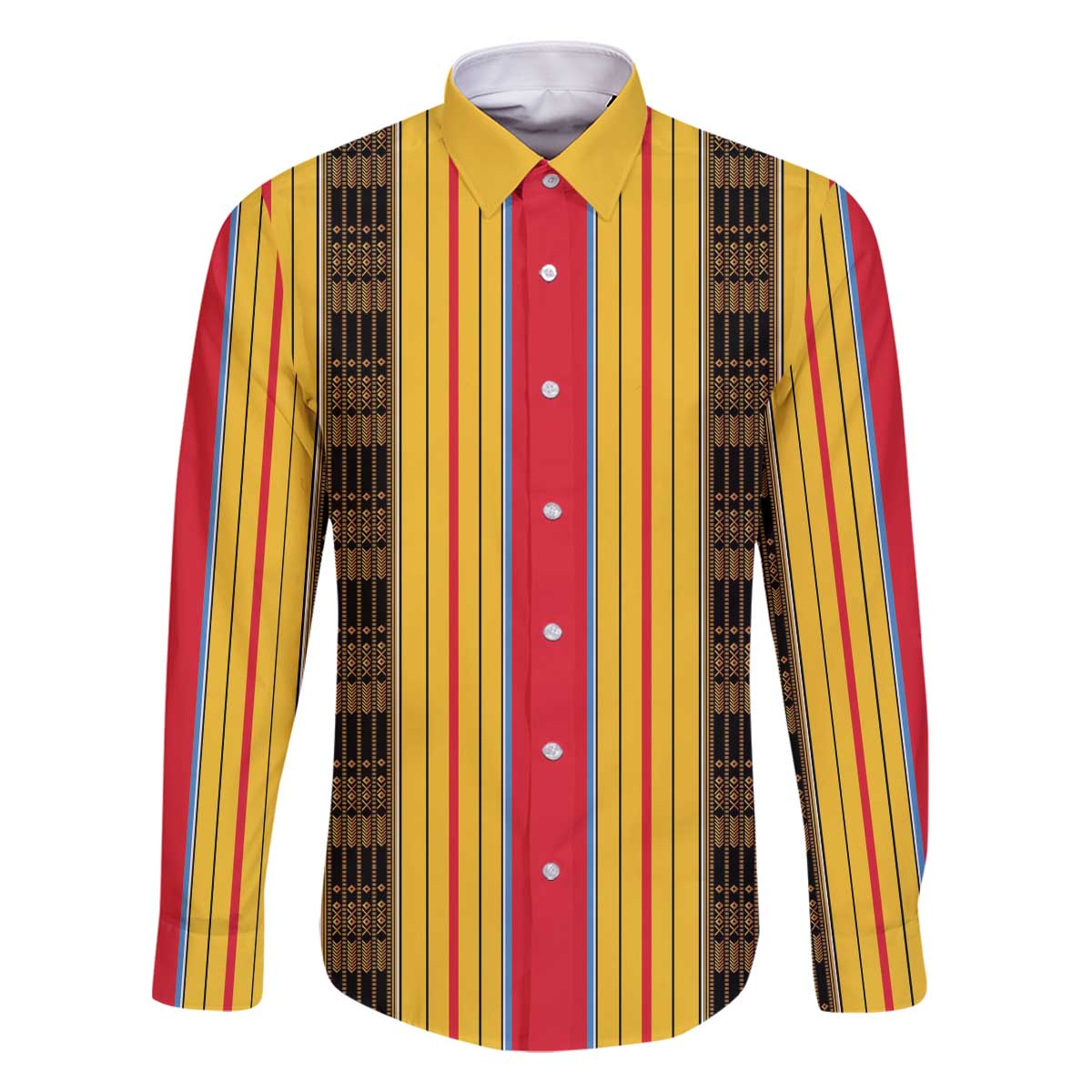 Eritrea Traditional Saho Family Matching Off The Shoulder Long Sleeve Dress and Hawaiian Shirt Mix Tilet Pattern