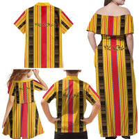 Eritrea Traditional Saho Family Matching Off Shoulder Maxi Dress and Hawaiian Shirt Mix Tilet Pattern