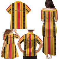 Eritrea Traditional Saho Family Matching Puletasi and Hawaiian Shirt Mix Tilet Pattern