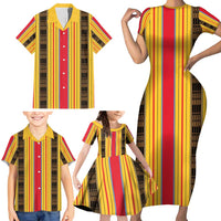 Eritrea Traditional Saho Family Matching Short Sleeve Bodycon Dress and Hawaiian Shirt Mix Tilet Pattern